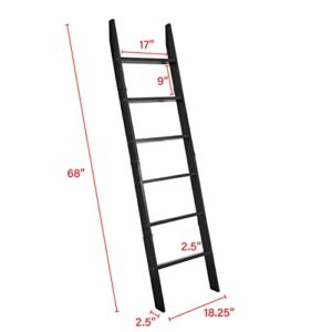 VASGOR 68" Blanket Ladder Wooden Decorative, Wall Leaning Blanket Holder Rack (Black)