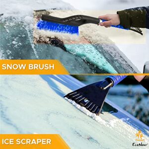 EcoNour 27" Car Snow Brush and Ice Scrapers for Car Windshield (2 Pack) | Scratch Free Bristle Head Snow Brush & Tough Window Snow Scraper with Aluminium Body | Snow Removal Winter Car Accessories