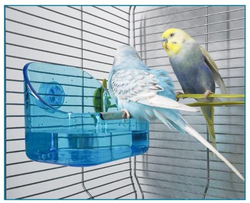 Barn Eleven Bird Bathtub, Crystal Pet Bird Bath Box, Bird Cage Parrot Bathing Tub, Bird Cage Accessory Bathing Tub Bath for Small Birds Parakeet Canary Budgerigar Lovebirds