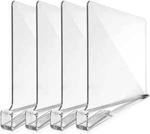 queteat acrylic shelf dividers for closet organization, clear closet dividers for shelves purse organizers multifunctional cabinet dividers in bedroom kitchen and office shelves (4 pack)