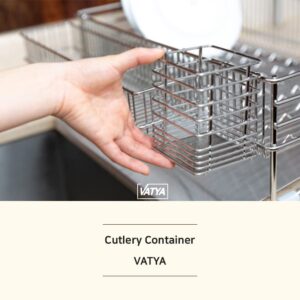 VATYA 18-8 Stainless Steel Vertical Cutlery Container, Silver
