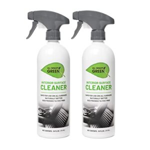 all mighty green eco-friendly car interior surface cleaner with acid free formula, vehicle interior surface cleaning spray w/uv protection for leather, vinyl, plastic, glass and more, 24 oz - 2 pack