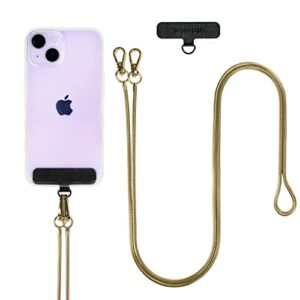 smartish phone lanyard - case clinger - universal iphone holder with detachable crossbody shoulder neck strap - gold snake chain