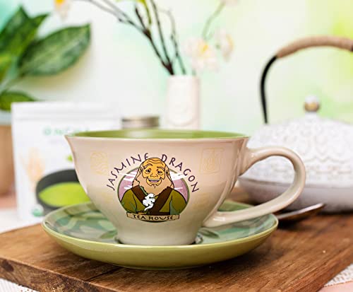Avatar: The Last Airbender Uncle Iroh's Jasmine Dragon 12-ounce Ceramic Teacup and Saucer Set | Tea Party Gift Set For Coffee, Espresso, Mocha, Latte | Cute Anime Gifts and Collectibles
