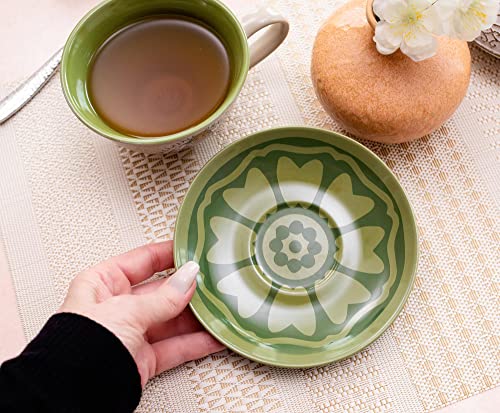 Avatar: The Last Airbender Uncle Iroh's Jasmine Dragon 12-ounce Ceramic Teacup and Saucer Set | Tea Party Gift Set For Coffee, Espresso, Mocha, Latte | Cute Anime Gifts and Collectibles