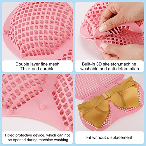 MAHOOSU Silicone Laundry Bags for Washing Machine, Laundry Bag for Bras, Bra-shaped Laundry Net, Washing Machine Laundry Bags with Clasp, Bra Washing Net Bag with Color Pink, Blue, Purple, Grey (Pink)