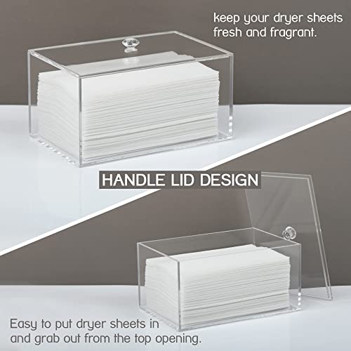 Dryer Sheet Holder, Dryer Sheet Dispenser, Acrylic Container Storage Box for Laundry Room Organization, Holds Dryer Sheets, Dryer Balls, Clothes Pins, Laundry Pods