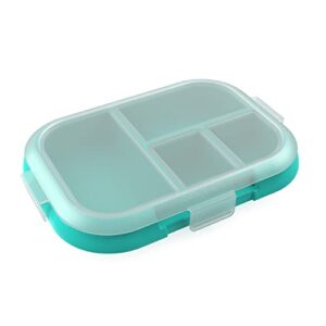 bentgo® kids chill tray with transparent cover - reusable, bpa-free, 4-compartment meal prep container with built-in portion control for healthy on-the-go lunches (electric aqua)