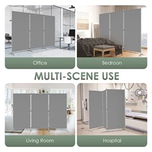 RANTILA 3 Panel Room Divider, 6 Ft Tall Folding Privacy Screen Freestanding Room Partition Wall Dividers, 102''W x 20''D x 71''H, Grey