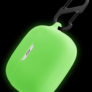 Geiomoo Silicone Case Compatible with JBL Tune 130NC TWS, Protective Cover with Carabiner (Luminous Green)