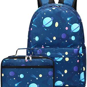 CAMTOP Backpack for Kids, Boys Preschool Backpack with Lunch Box Toddler Kindergarten School Bookbag Set (Galaxy Blue)