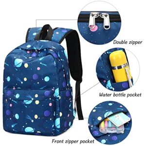 CAMTOP Backpack for Kids, Boys Preschool Backpack with Lunch Box Toddler Kindergarten School Bookbag Set (Galaxy Blue)