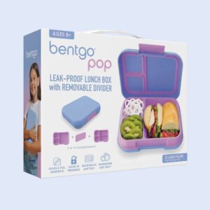 Bentgo® Pop - Bento-Style Lunch Box for Kids 8+ and Teens - Holds 5 Cups of Food with Removable Divider for 3-4 Compartments - Leak-Proof, Microwave/Dishwasher Safe, BPA-Free (Periwinkle/Pink)