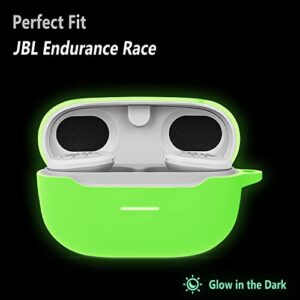 Geiomoo Silicone Case Compatible with JBL Endurance Race, Protective Cover with Carabiner (Luminous Green)