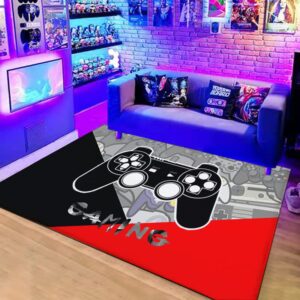3d gamer carpet decor large game area rugs game printed living room mat bedroom controller player boys gifts home non-slip crystal floor polyester mat 59x79inches