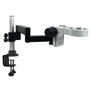 microscope articulating universal rotatable arm, microscope stand arm with clamp for stereo trinocular professional microscope, hdmi camera lens phone repair soldering tools (76mm with clamp, white)