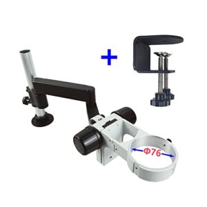 Microscope Articulating Universal Rotatable Arm, Microscope Stand Arm with Clamp for Stereo Trinocular Professional Microscope, HDMI Camera Lens Phone Repair Soldering Tools (76mm with Clamp, White)