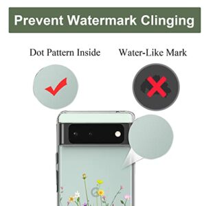 Unov Compatible with Pixel 6a Case Clear with Design Soft TPU Shock Absorption Slim Embossed Pattern Protective Back Cover for Pixel 6a 5G 6.1 inch (Flower Bouquet)