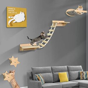 cat wall shelves - wall mounted cat shelves perches for wall cats wall furniture climbing shelves cat hammock perches scratching post cat activity tree climbing bridge ladder steps indoor