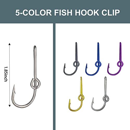 5PCS Fish Hook Hat Clip Gold Hats Pins Decal Fish Hooks for Cap Hat Tie Clasp Money Clip