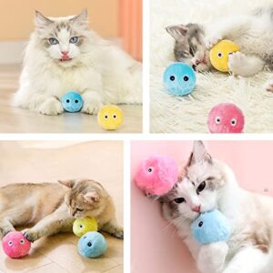 KreizyGo Chirping Cat Toys, Interactive Cat Toys for Indoor Cats Exercise, 3 Pack Fluffy Plush Catnip Toy Balls, Fun Kitty Kitten Kicker Toys