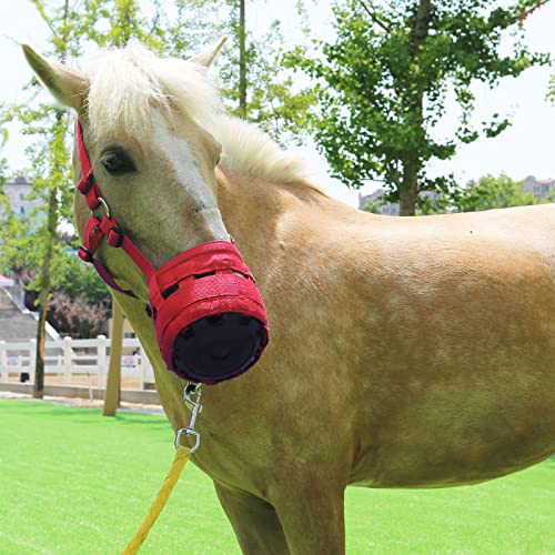 Harrison Howard Horse Grazing Muzzle Feed Bag Easy Breathe Red Large