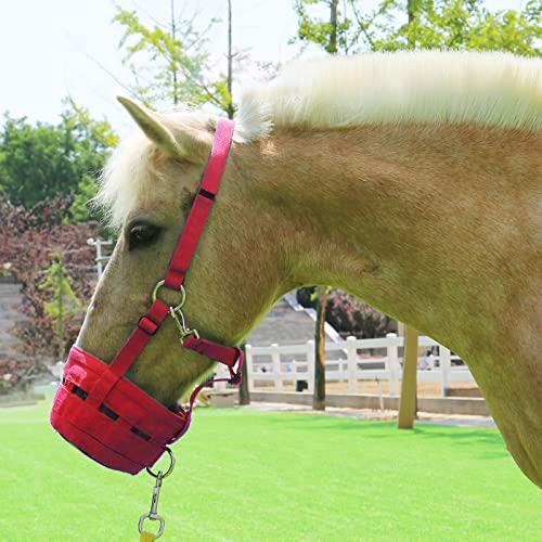 Harrison Howard Horse Grazing Muzzle Feed Bag Easy Breathe Red Large