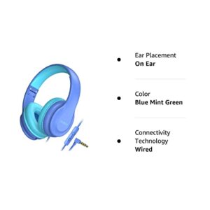 NIVAVA K15 Foldable Wired Headphones with Microphone for School Kids with Share Port 85dB/94dB Safe Volume Limit, Boys Girls for Travel Plane Tablet Kindle