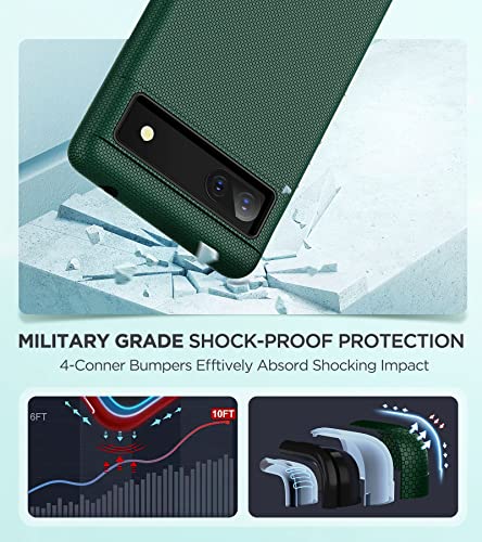 Kopbel for Google Pixel 6A Case [Military Grade Shockproof] with 2 Tempered Glass Camera Lens Protector, Dual Layer Protective Case for Pixel 8A Green