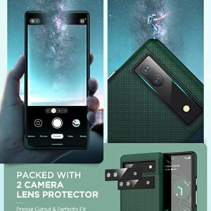 Kopbel for Google Pixel 6A Case [Military Grade Shockproof] with 2 Tempered Glass Camera Lens Protector, Dual Layer Protective Case for Pixel 8A Green