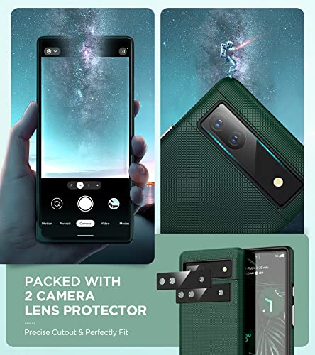 Kopbel for Google Pixel 6A Case [Military Grade Shockproof] with 2 Tempered Glass Camera Lens Protector, Dual Layer Protective Case for Pixel 8A Green