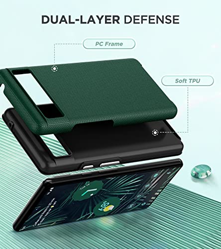 Kopbel for Google Pixel 6A Case [Military Grade Shockproof] with 2 Tempered Glass Camera Lens Protector, Dual Layer Protective Case for Pixel 8A Green