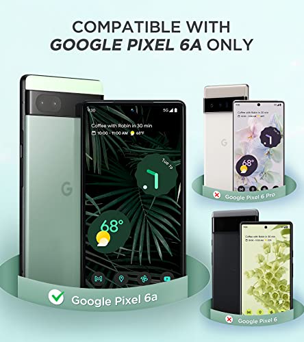 Kopbel for Google Pixel 6A Case [Military Grade Shockproof] with 2 Tempered Glass Camera Lens Protector, Dual Layer Protective Case for Pixel 8A Green