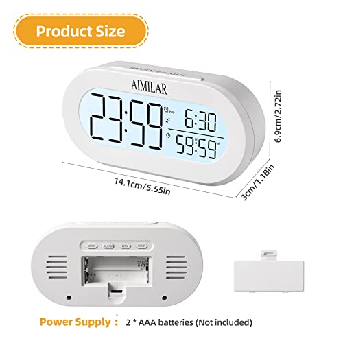 AIMILAR Digital Alarm Clock with Timer Digital Count Up Down Timer Kids Alarm Clocks with Snooze for Desk or Bedroom Students Home Office