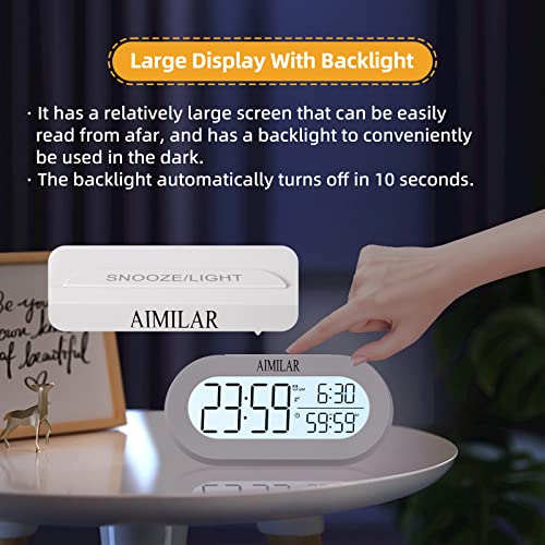 AIMILAR Digital Alarm Clock with Timer Digital Count Up Down Timer Kids Alarm Clocks with Snooze for Desk or Bedroom Students Home Office