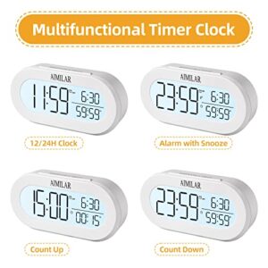 AIMILAR Digital Alarm Clock with Timer Digital Count Up Down Timer Kids Alarm Clocks with Snooze for Desk or Bedroom Students Home Office