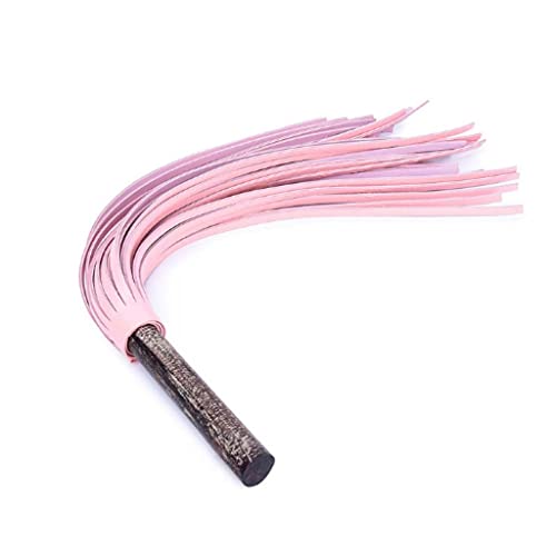 N/A Handmade Leather Whip, Ancient Wooden Handle Leather Whip Equestrian Accessories Horse Training Equipment (Color : Pink)