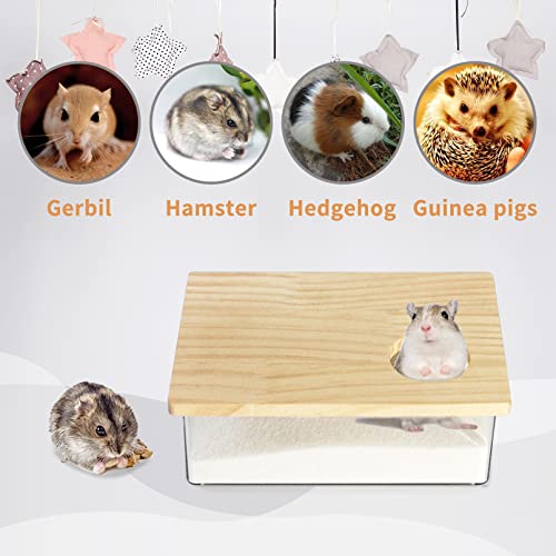 kathson Hamster Sand Bath Box Transparent Acrylic Small Animals Shower Bathtub Guinea Pigs Digging Sand Container Cage Accessories for Lemmings Gerbil Mice Hedgehog Chinchilla (Square)