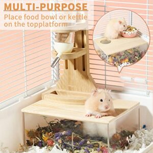 kathson Hamster Sand Bath Box Transparent Acrylic Small Animals Shower Bathtub Guinea Pigs Digging Sand Container Cage Accessories for Lemmings Gerbil Mice Hedgehog Chinchilla (Square)