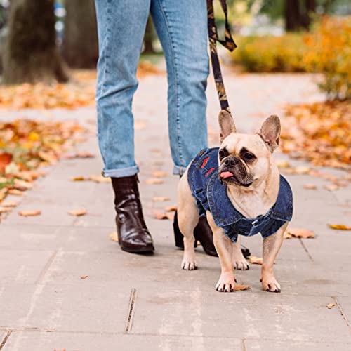 JUDYBRIDAL Pet Clothes Dog Jeans Jacket, Cool Costume Vest for Small Medium Dogs Cats, Puppy Lapel Denim Shirt Apparel for Chihuahua Yorkies (Blue XL)