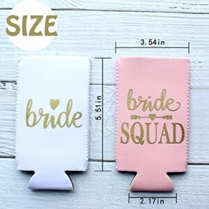 PartyGifts&Beyond 10Packs Bridemaids Can Cooler, Bride Squad Sleeve for Bachelorette Party Decoration(Pink), 14*9