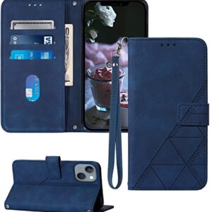 Moment Dextrad for iPhone 13 Wallet Case/iPhone 14 Case Wallet,[Kickstand] [Wrist Strap] [Card Holder Slots] TPU Interior Protective Leather Flip Cover for iPhone 14/13 (Blue)