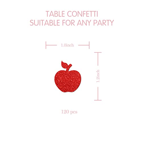 Halodete Apple Birthday Confetti - Baby Shower Party Table Decorations - Fruit Party Confetti - Summer Apple Table Scatter Confetti Decorations - Red Glitter, 120pcs