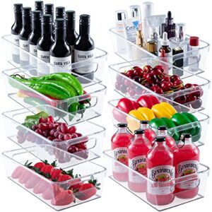 8 pack refrigerator organizer bins, organizer bins with handles, fridge organizer for freezers, kitchen countertops and cabinets, food grade bpa-free(clear)