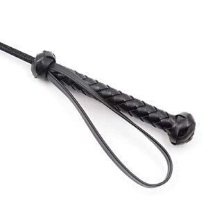 N/A Non-Slip Handle Black Equestrian PU Leather Professional Training Outdoor Sports Racing Portable Whip Riding Crop