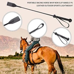 N/A Non-Slip Handle Black Equestrian PU Leather Professional Training Outdoor Sports Racing Portable Whip Riding Crop