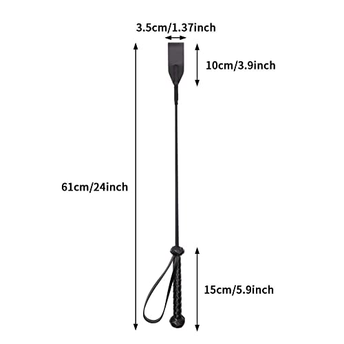 N/A Non-Slip Handle Black Equestrian PU Leather Professional Training Outdoor Sports Racing Portable Whip Riding Crop