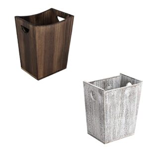 ETELI Wood Waste Basket Small Trash Can for Office Rectangular Garbage Can Decorative with 2 Handles for Bathroom Bedroom Kitchen Hotel