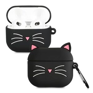 kwmobile silicone case compatible with apple airpods 3 - case soft cover - cat black/white
