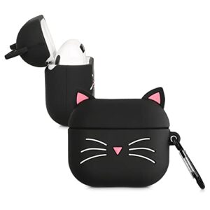 kwmobile Silicone Case Compatible with Apple AirPods 3 - Case Soft Cover - Cat Black/White